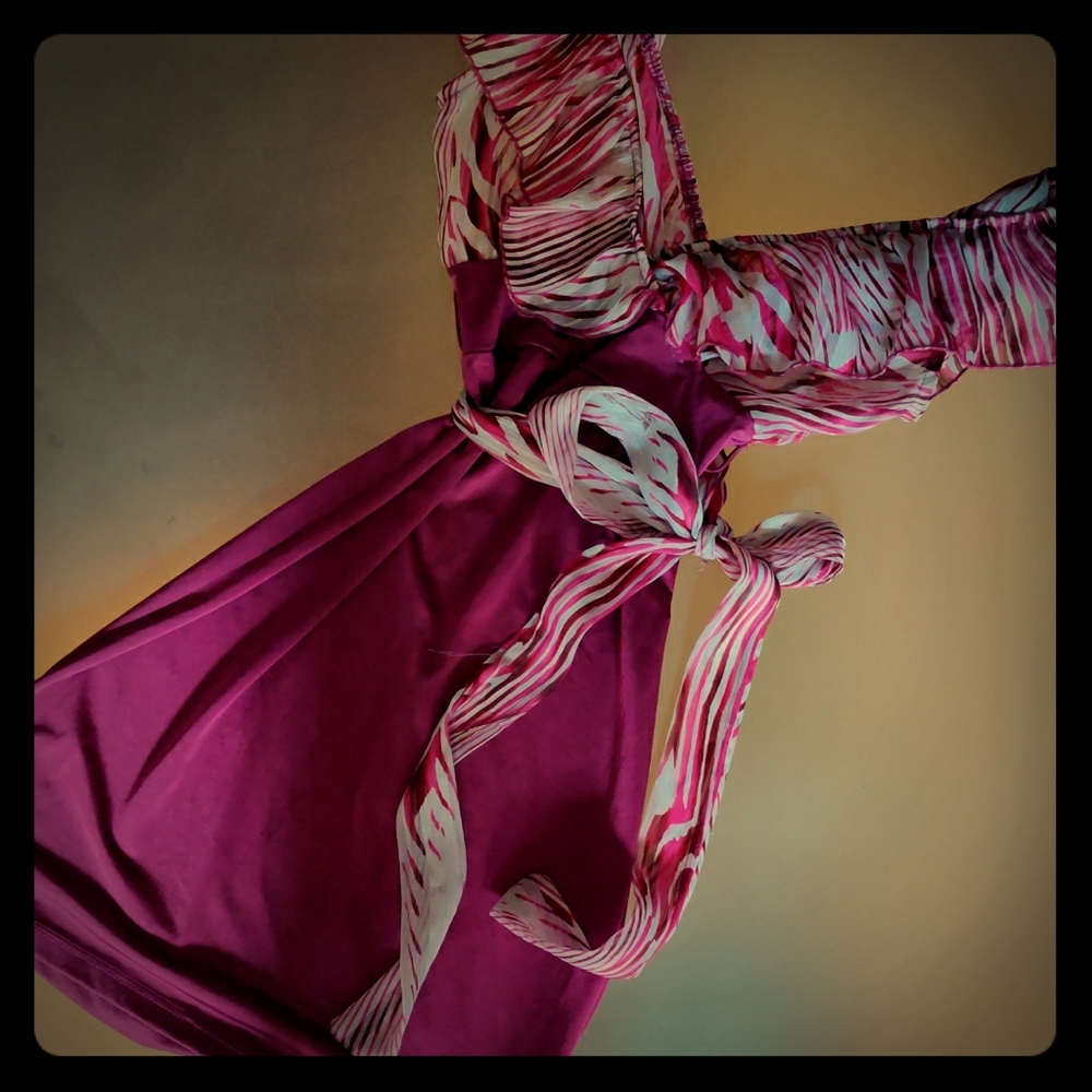 Magenta and white ruffle dress